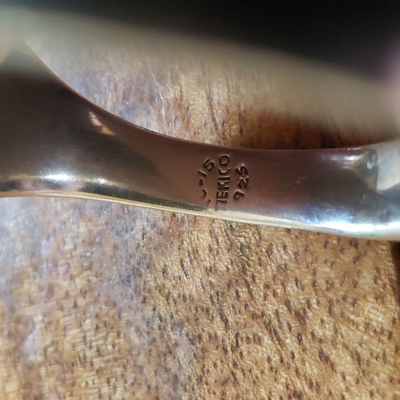 Vintage Mexican Taxco  Modernist Style Onyx and Silver Hinge Bracelet - Picture 6 of 10